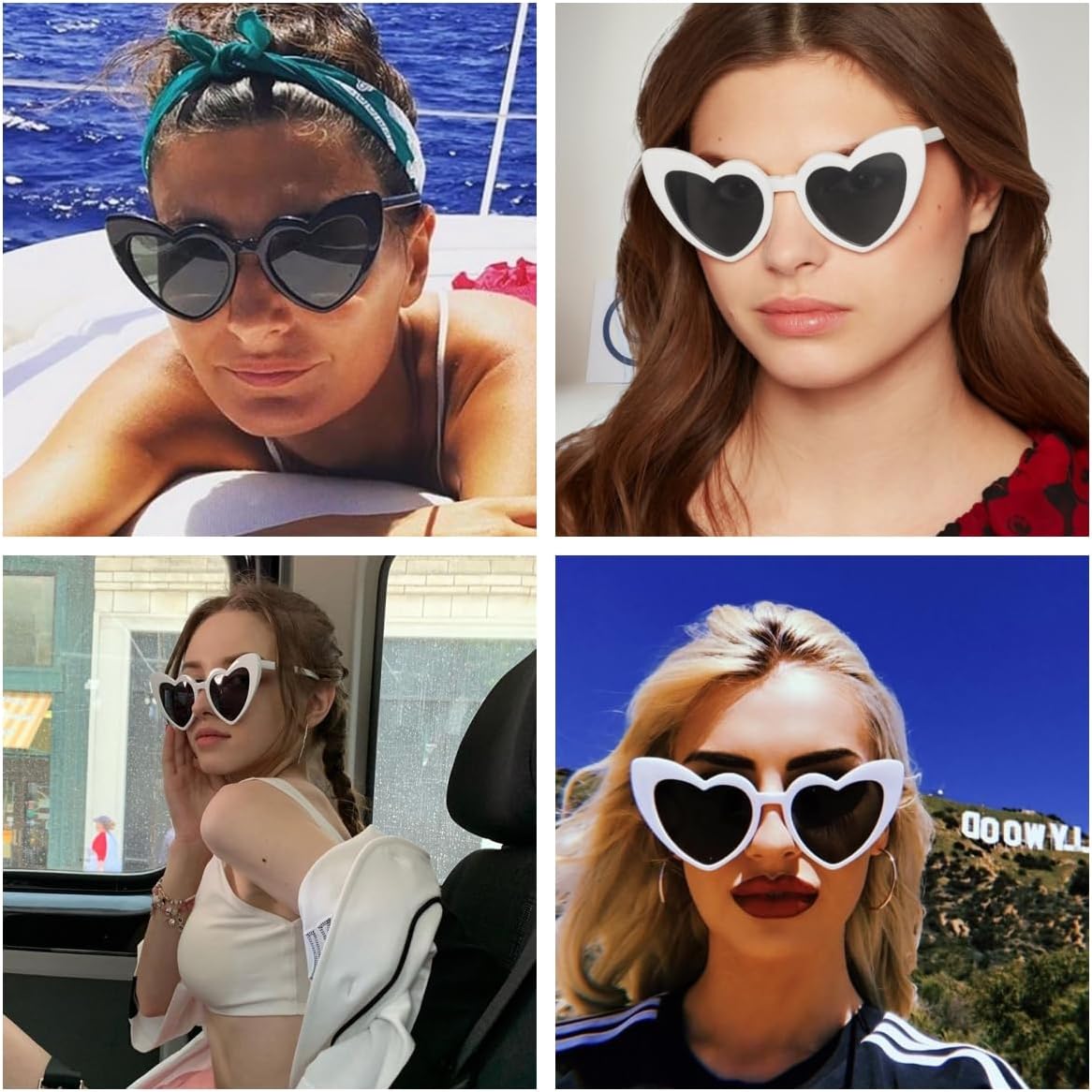 IKANOO 6 Pieces Heart Shaped Sunglasses for Women Bachelorette Bride Favor Sunglasses Bulk Retro Cat Eye Heart Love Glasses - Image 4