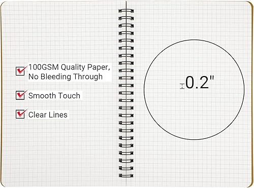 Miniatura 3 de EUSOAR Cuaderno de espiral de tapa dura, tamaño A5, paquete de 3 unidades de 5.5 x 8.3 pulgadas, 120 páginas, cuaderno de espiral con gráficos,