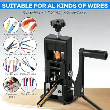 Wire Stripper 1-25mm Machine, Portable Cable Stripping Machine for Hand Crank or Electric Drill Powered, Can be Fixed or Removed Wire Stripper, Cable Stripper Efficient Tool for Scrap Copper Recycling