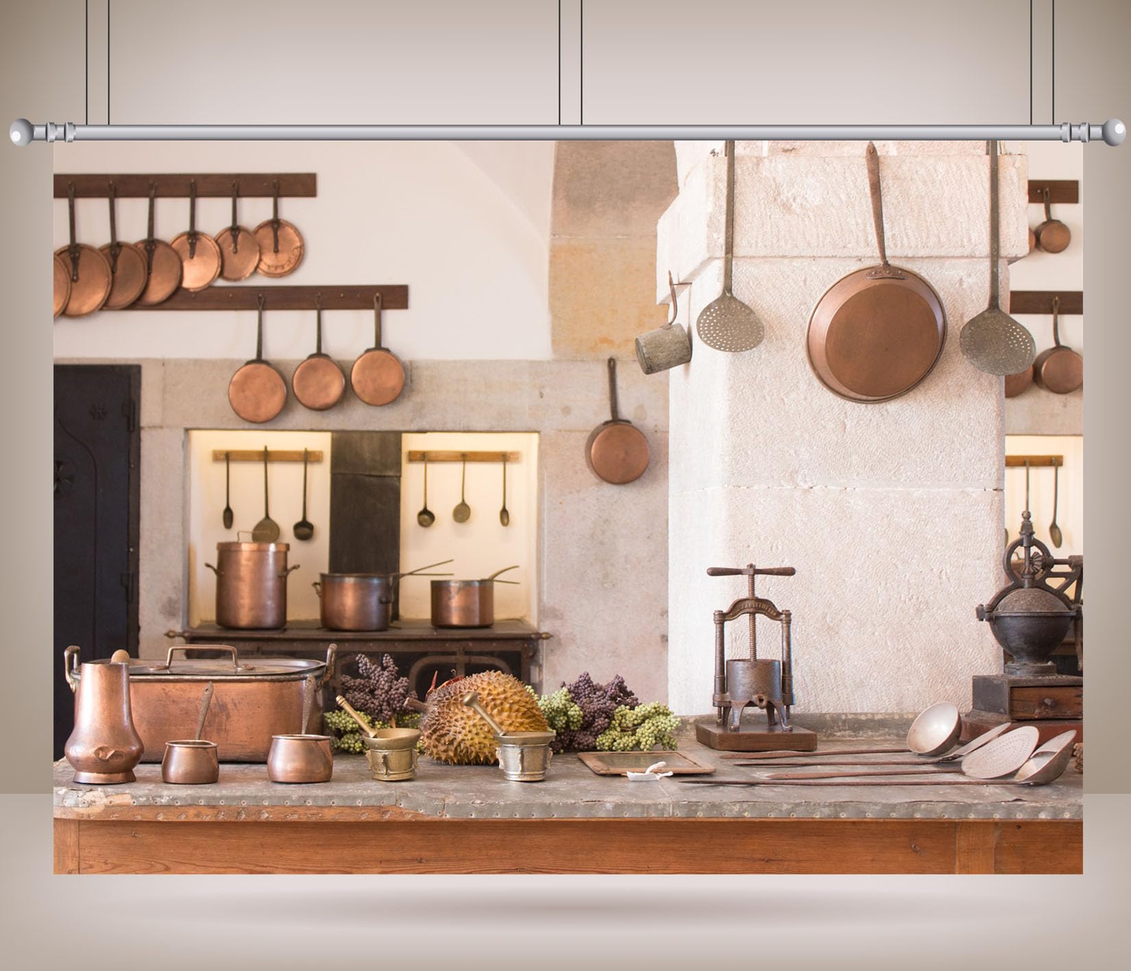 10x6.5FT (3x2m) Cucina Rustica In Rame Sfondo Fotografico