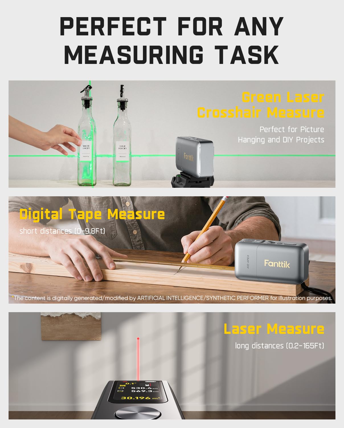 Fanttik A10 Apex 3-in-1 Digital Laser Tape Measure with Cross Line Laser — Amazon image 8