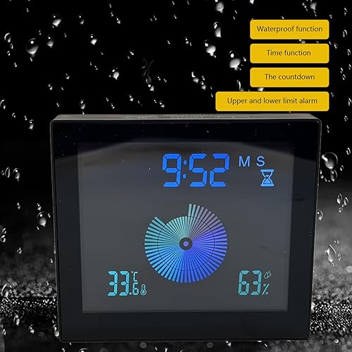 Miniatura 2 de Alvinlite Reloj de ducha resistente al agua, reloj digital de baño con alarma de temperatura interior, pantalla LCD grande, temporizador de pared de