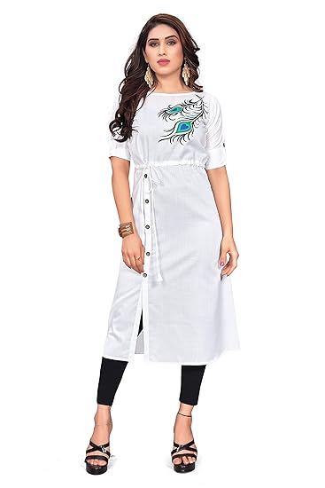 Designer Slub Cotton Fully Stitched Half-Sleeve Anarklai Kurti for Women & Girls