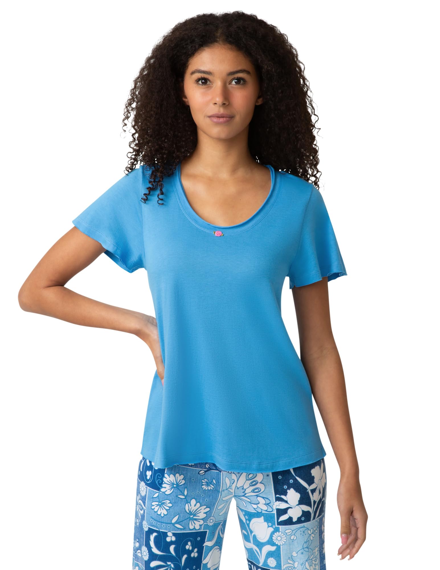 HUE Women's Spring Pajama Separates Soft Whimsical Print Pjs with Flowers, Animals, Garden Themed Pjs, Cocktails