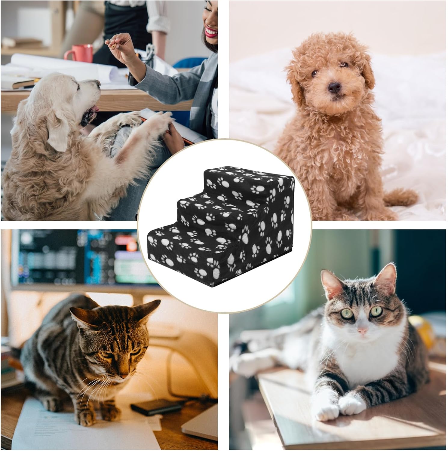 TEHAUX Pet Stair Dog Steps Non-Slip Indoor Puppy Ladder Pattern Modular Pet Ramp for Cats and Dogs Climbing and Playing