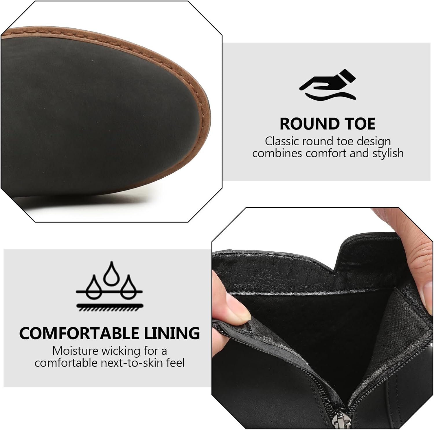 Womens Ankle Boots Chunky Low Heel Short Booties Comfortable Round Toe Dress Fall Boots with Side Zipper - Image 5