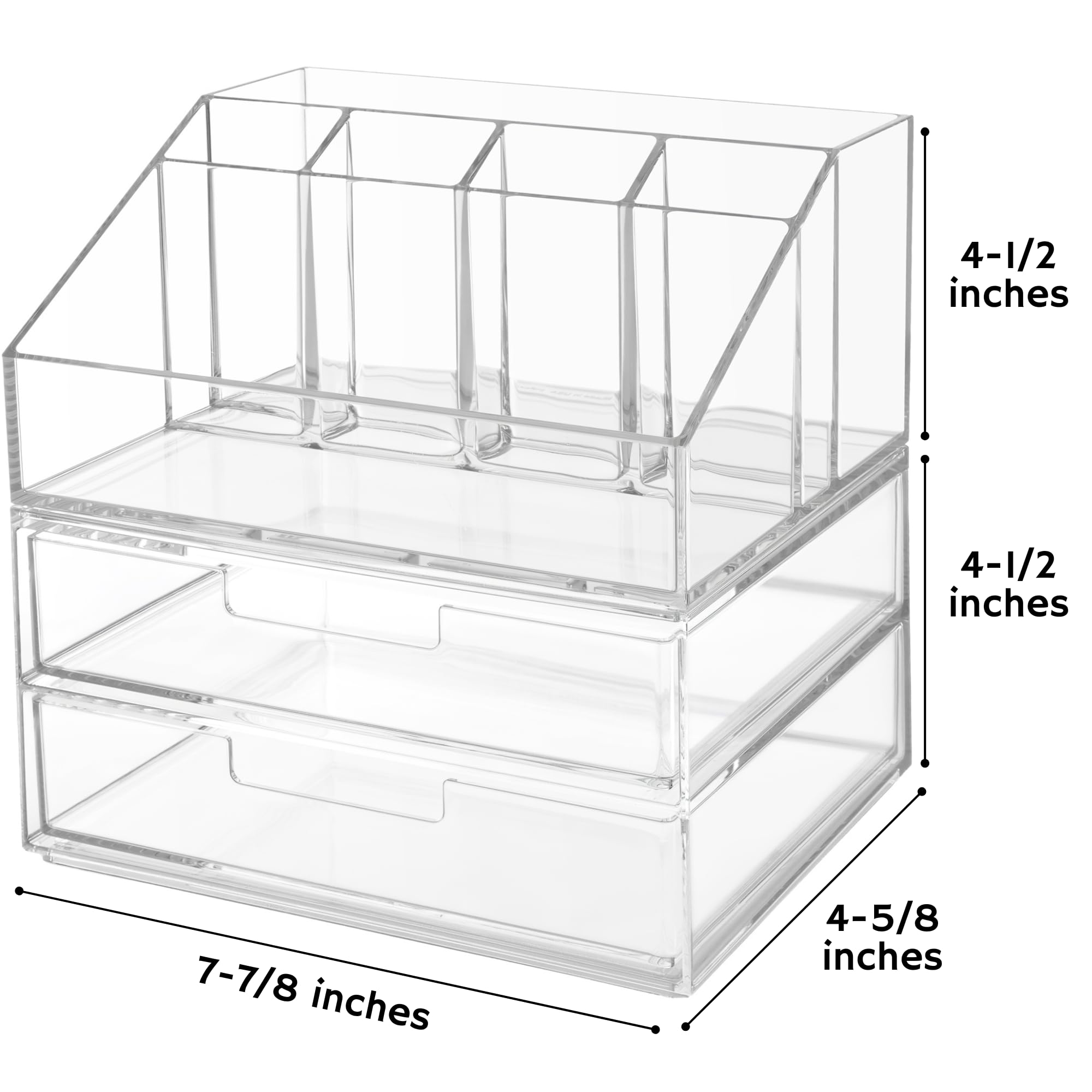 STORi Chloe - Set di organizer impilabili per trucchi e cassetti, in plastica trasparente, senza BPA, made in USA, per organizzare pennelli, cosmetici e prodotti di bellezza