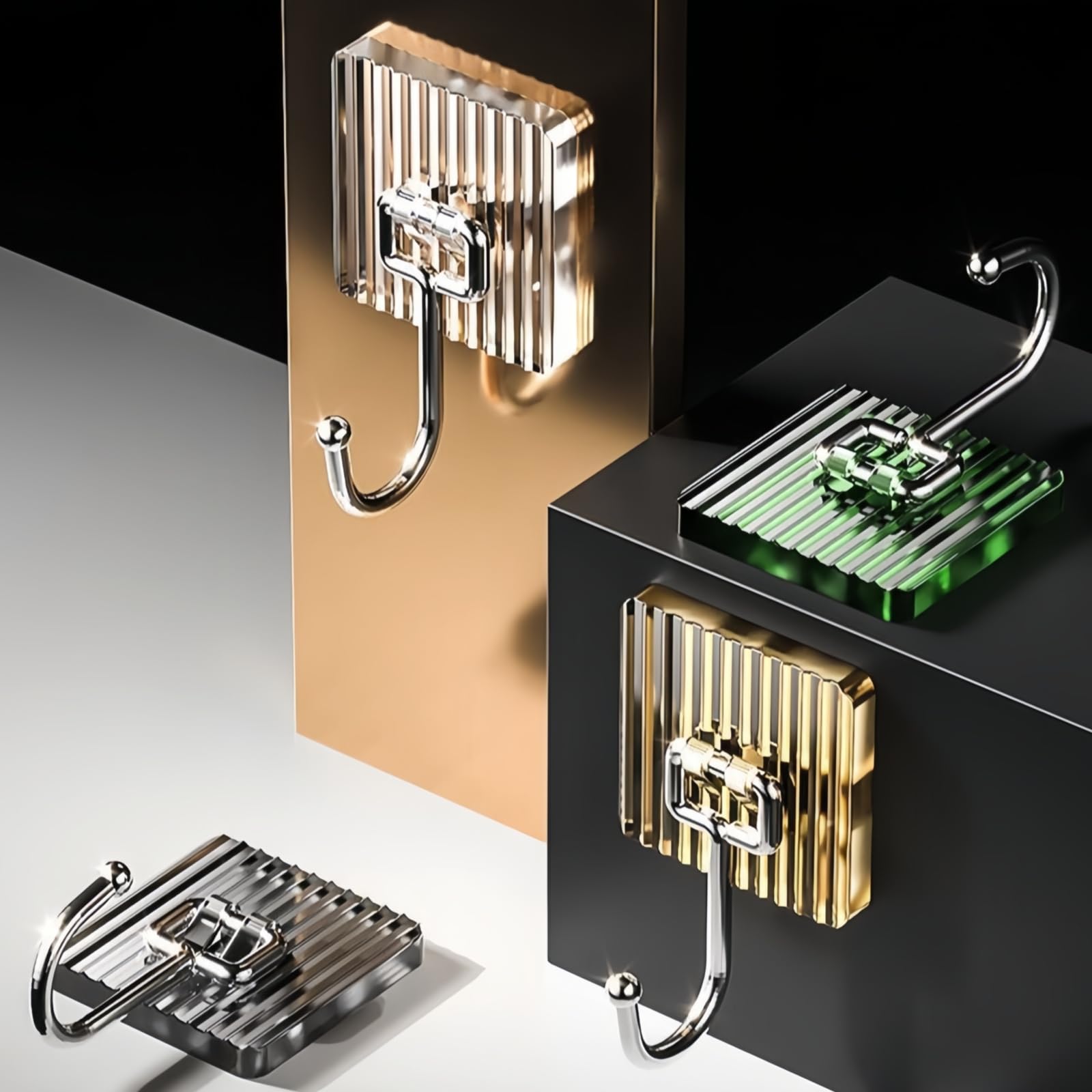 Acrylic Adhesive Hooks for Hanging Heavy Duty 44lb(Max),Coat and Towel Hooks,Wall Hooks Waterproof and Oilproof for Bathroom,Kitchen and Home Sticky Hooks (Multicolor, 8 Pic)