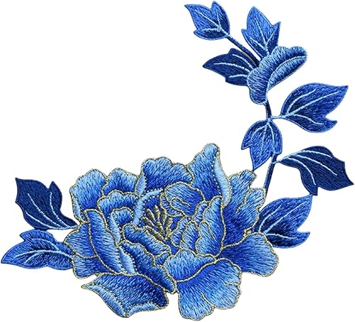Miniatura 8 de 2 piezas de parche de flores de peonía naranja, parche floral bordado para ropa de bricolaje, jeans, manualidades de costura..