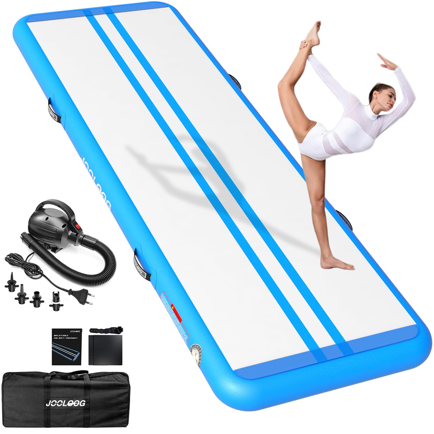 Aufblasbare Gymnastikmatte 2-8m Turnmatte, 10/20cm Dicke Air Matte mit Pumpe, Tumbling Matten für Yoga, Fitness, Zuhause & Garten