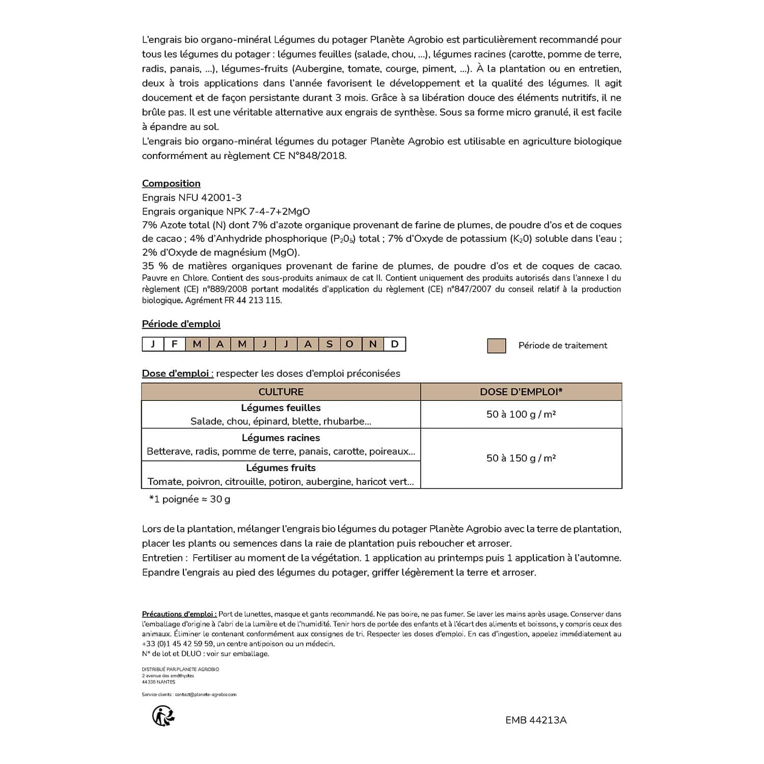 engrais bio micro granulés 7-4-7 Légumes du potager 20 Kg