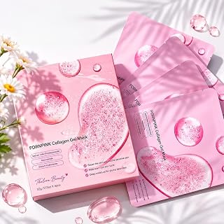 PDRN Face Mask with Salmon DNA, Korean Skincare Inspired Overnight Hydrogel Mask, Collagen, Niacinamide & Hyaluronic Acid, Hydrating Face Mask for Firming, Glow & Mature Skin, 4 Pack