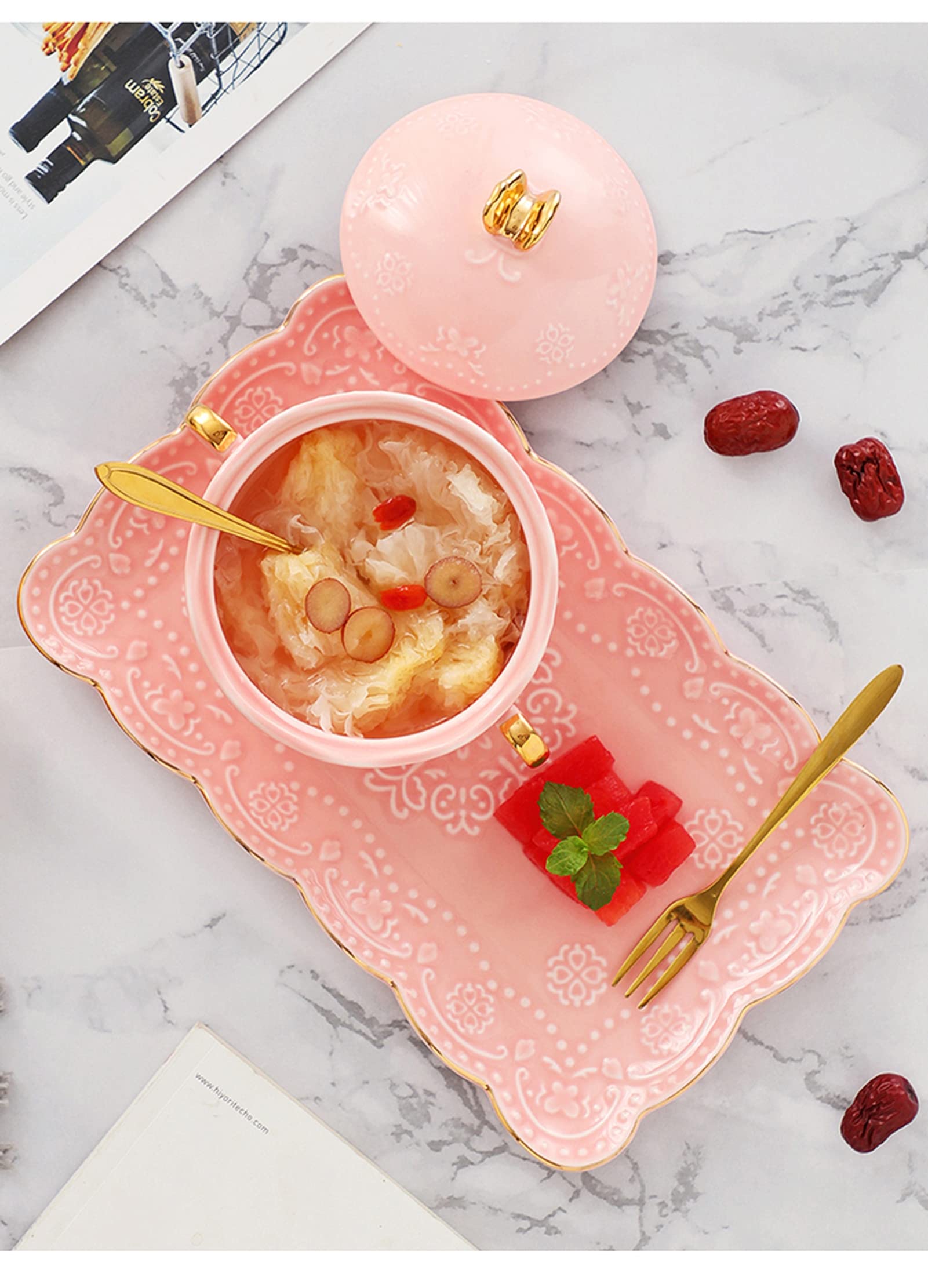 Taza De Café De Cerámica,Tazas De Café De Mamá,Cuenco Binaural De Flor En Relieve De Cerámica De Mariposa Dorada Con Tapa Tazón De Jarabe De Postre Taza De Sopa De Leche De Cereal Desayuno Tazón De Ni