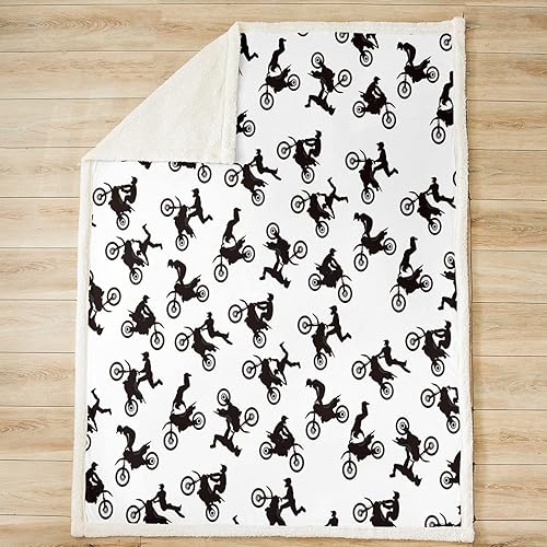 Miniatura 2 de Manta de forro polar de motocross para cama, sofá, niños, deportes extremos, motocicleta, manta mullida para motocross, motocicleta, manta Sherpa