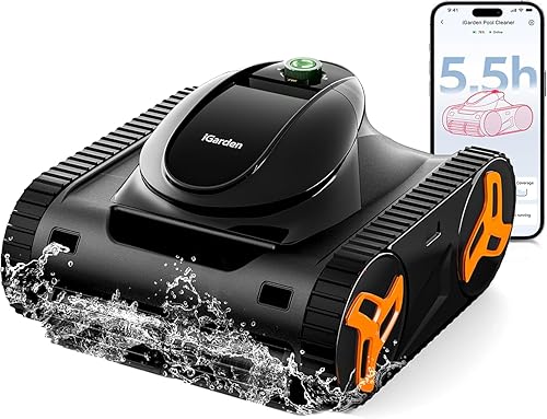 iGarden Robotic Pool Cleaner KN Series, 5.5-Hour Runtime, Smart 3D Navigation, Full-Inverter Energy-Saving Tech, Cleans Floor, Wall & Waterline, for Above-Ground & Inground Pool