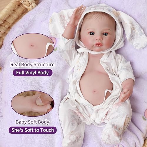 Miniatura 4 de Muñecas de bebé Reborn realistas de 18 pulgadas con venas realistas, muñeca de bebé recién nacida, hecha a mano, tamaño real, cuerpo completo de