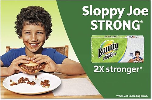 Miniatura 3 de Bounty 96595CT Servilletas acolchadas, 1 capa, 12 1/10 x 12, blanco, 200/paquete, 8 paquetes/caja