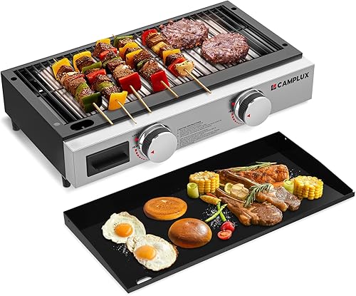 Miniatura 9 de CAMPLUX Horno de pizza de 17 pulgadas para parrilla con bolsa de almacenamiento y piedra de cordierita de 14.8 x 13 pulgadas, termómetro integrado