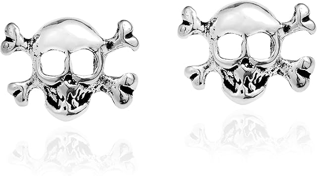 Stylish Sterling Silver Skull & Crossbones .925 Sterling Silver Stud Earrings | Sterling Silver Stud Earring for women | Skull Stud Earrings | Stud Earrings