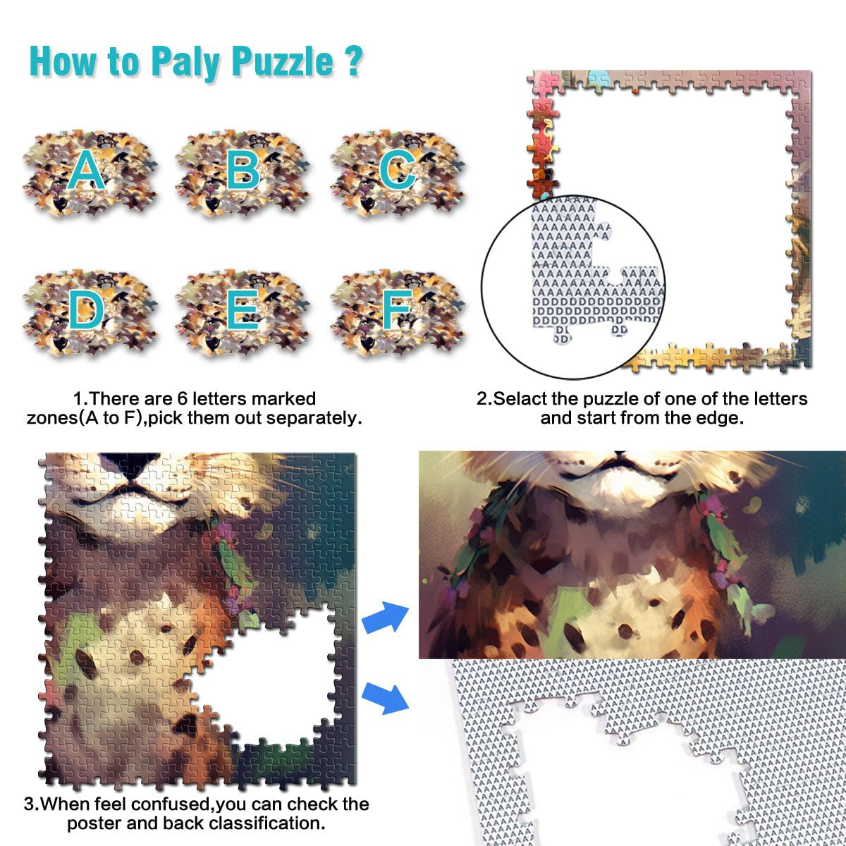 Puzzles 2000 pièces pour Adultes Puzzle Bébé Léopard Puzzle Éducatif Jeu Familial Puzzles Drôles 27,56 po x 39,37 po pour Les 14 Ans