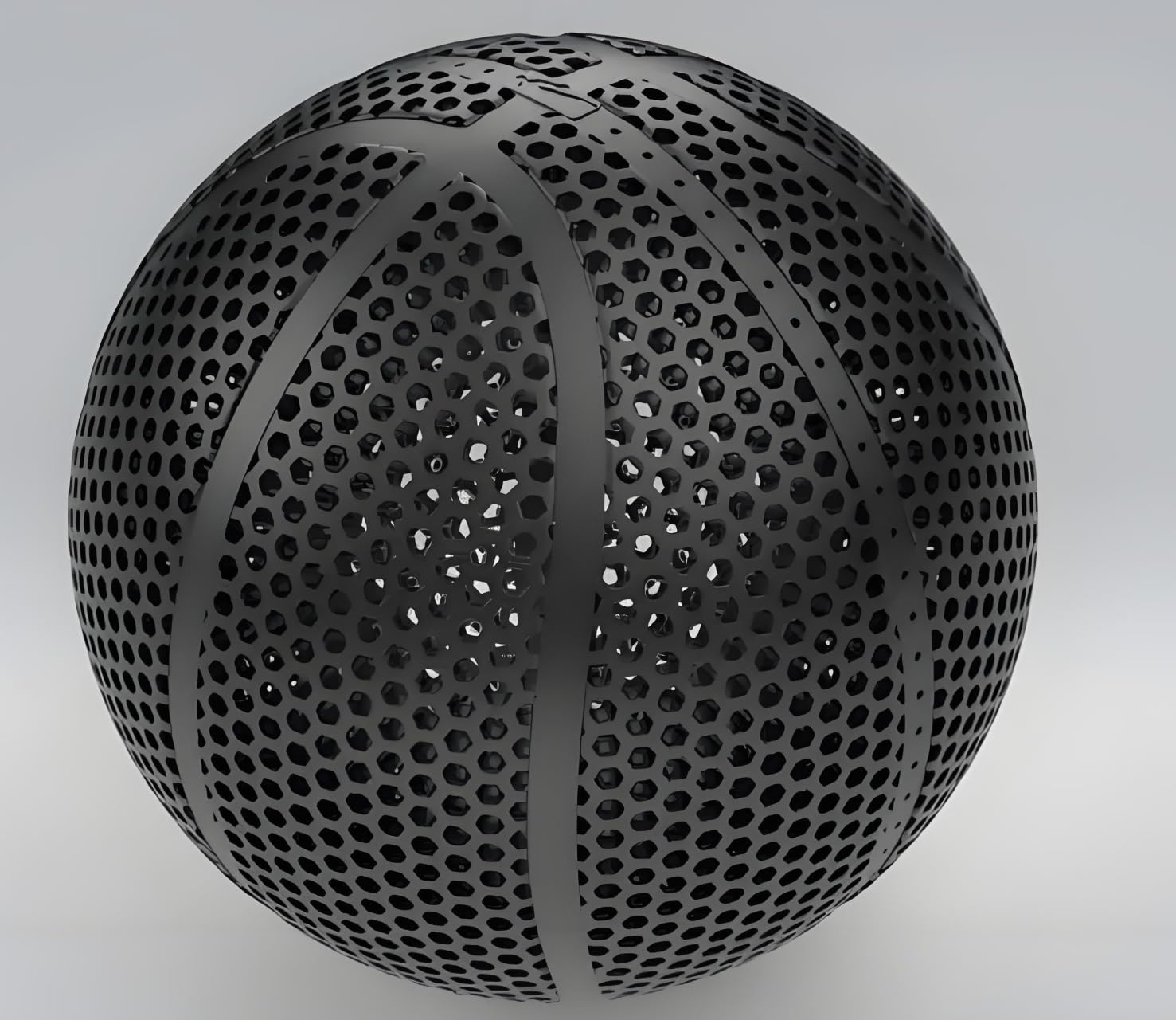 Lucong Airless Basketball – 3D Printed Never-Flat Basketball | Ultra-Quiet & No Pump Needed | High Bounce & Durable PLA | Official Size 7 | Indoor, Gym & Outdoor Use (Black)