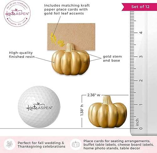 Miniatura 6 de Kate Aspen Decoración de otoño mini titular de tarjetas de calabaza dorada (juego de 6), ajustes de lugar, perfecto para decoración de mesa de