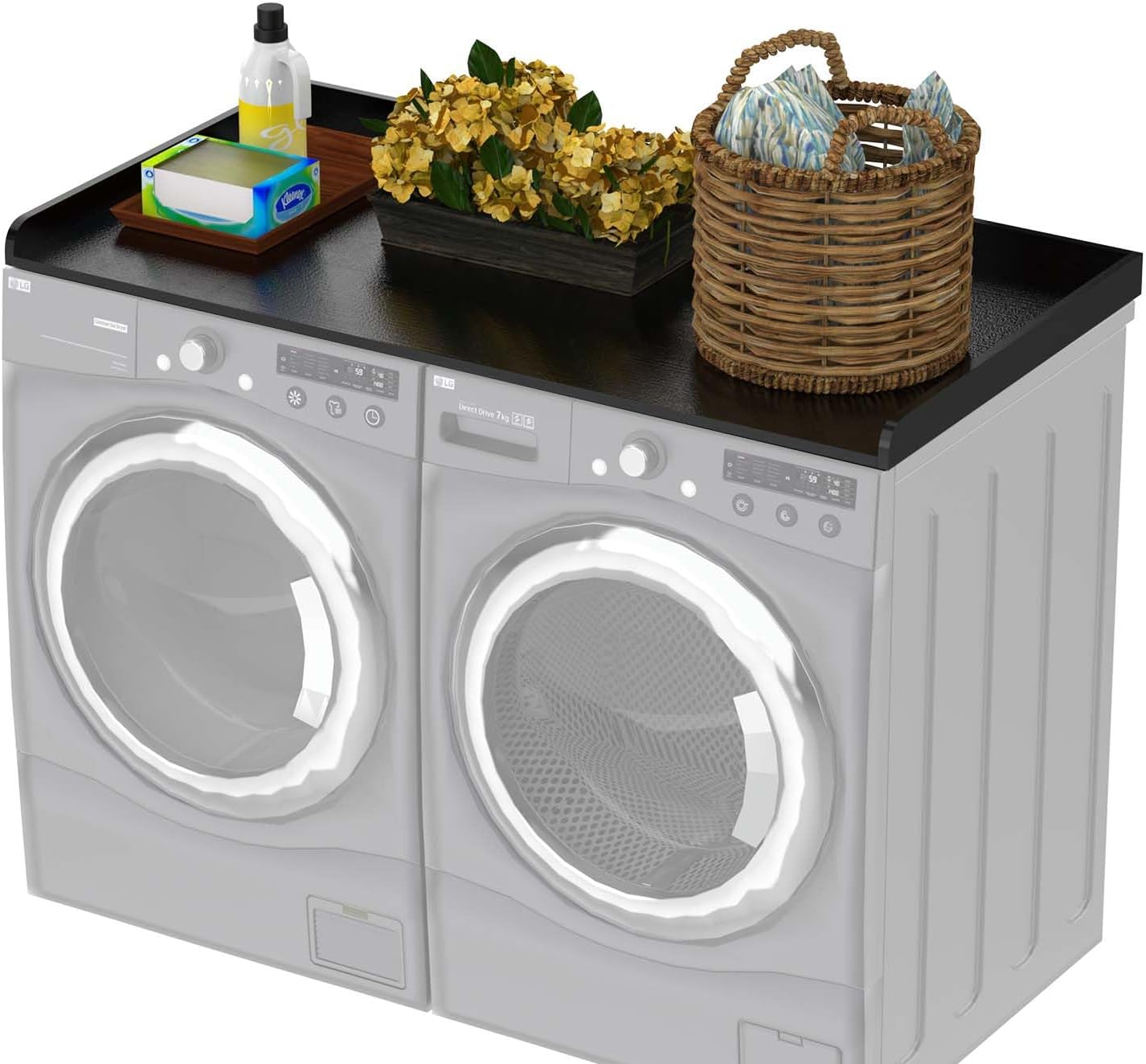 Washer Dryer Countertop Wood: Solid Washer & Dryer Covers for The Top for Laundry Room Storage and Organization (Black)