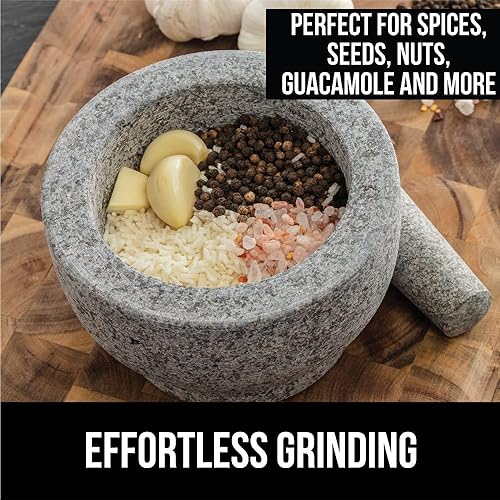 Miniatura 6 de Gorilla Grip Juego de guantes de horno de silicona y juego de mortero y mortero, los guantes de horno negros son resistentes al calor, la capacidad