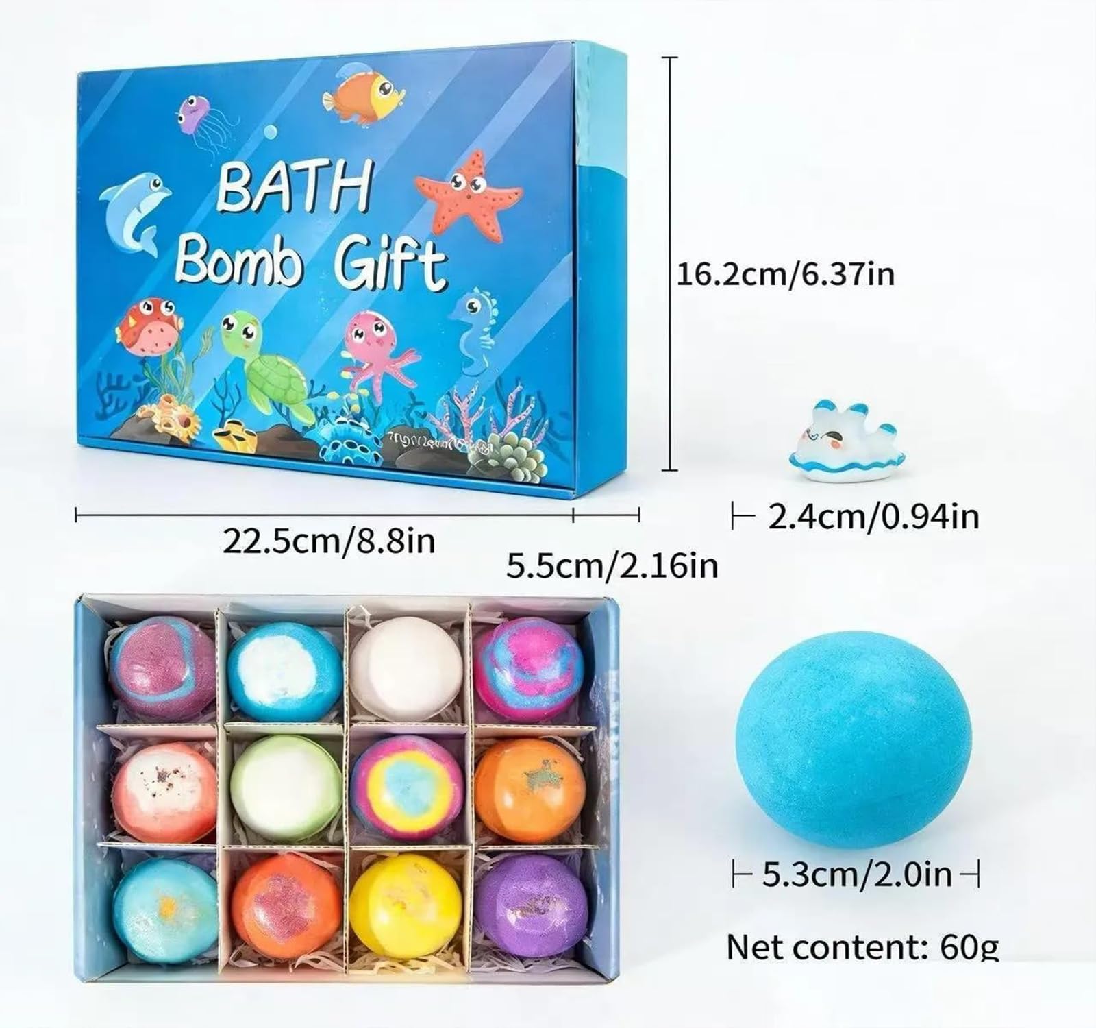 Ocean Toy Badesalz-Kugelhülle, Badebomben, Badebomben mit Spielzeug im Inneren, 12 Stück Badebomben für Kinder, feuchtigkeitsspendend und sanft, Partygeschenk für Frauen, Mädchen, Jungen (#1)