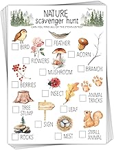 30 Pcs Nature Scavenger Hunt Cards, Find and Seek Camping Sheets, Woodland Themed Holiday Party Game Outdoor Activity for Family Friend -01