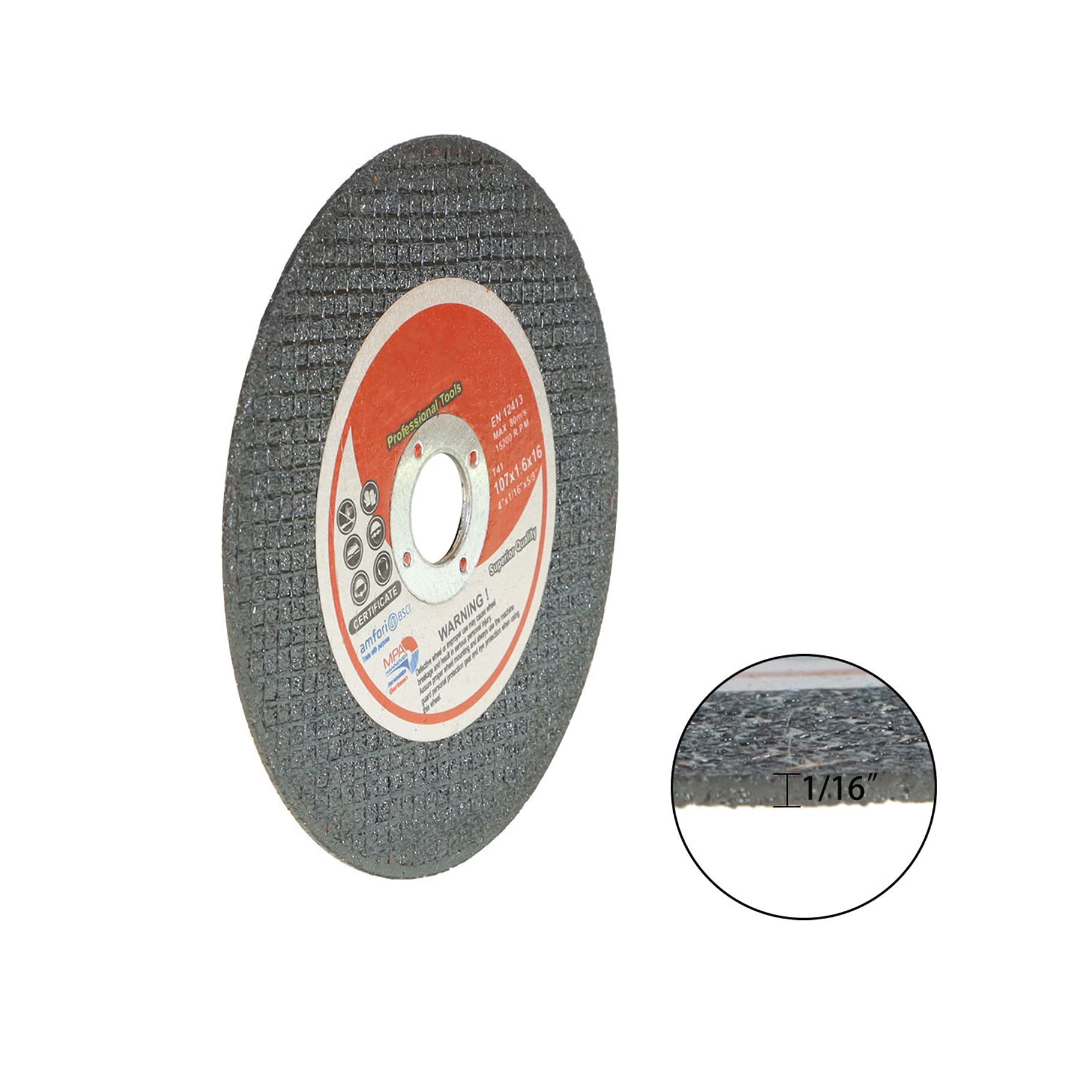 DISCO ABRASIVO CONCAVO DE 4-1/2 X 1/4 X 7/8 PULGADA, PULIR O DESBASTAR Metal Marca Emtop