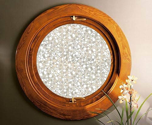 Miniatura 3 de Autotech Park Película precortada para ventana, diseño de guijarros, autoestática, 18 pulgadas de diámetro