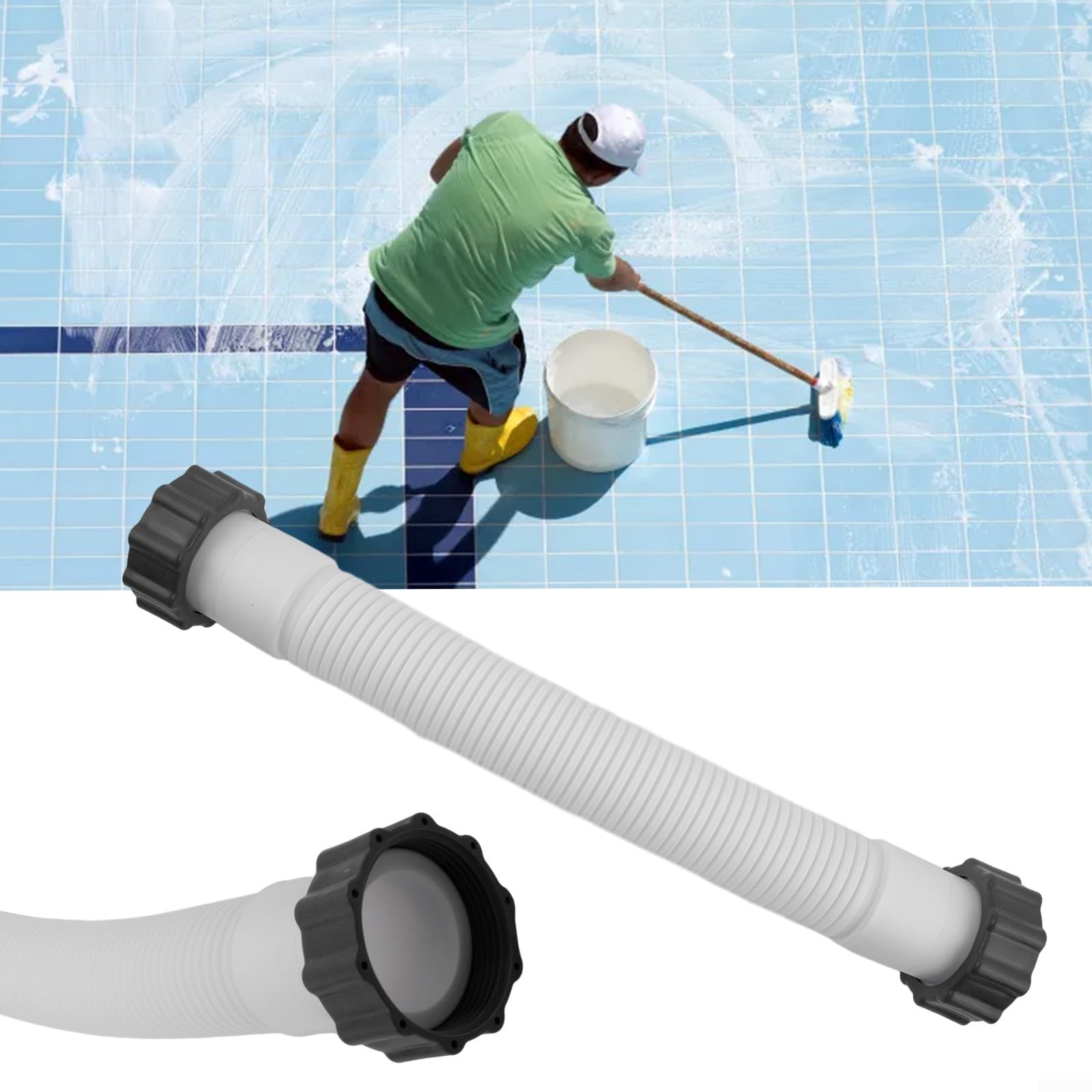 16 Inch Pool Filter Pump Hose Leak-Proof Flexible Polyethylene Interconnecting Hose for Intex Sand Filter Pump Easy Install(1 PACK)