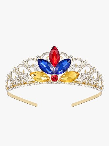 Miniatura 6 de SWEETV Tiara de princesa para niñas pequeñas, corona de cumpleaños, diadema para niñas, diadema de cristal, accesorios para el cabello