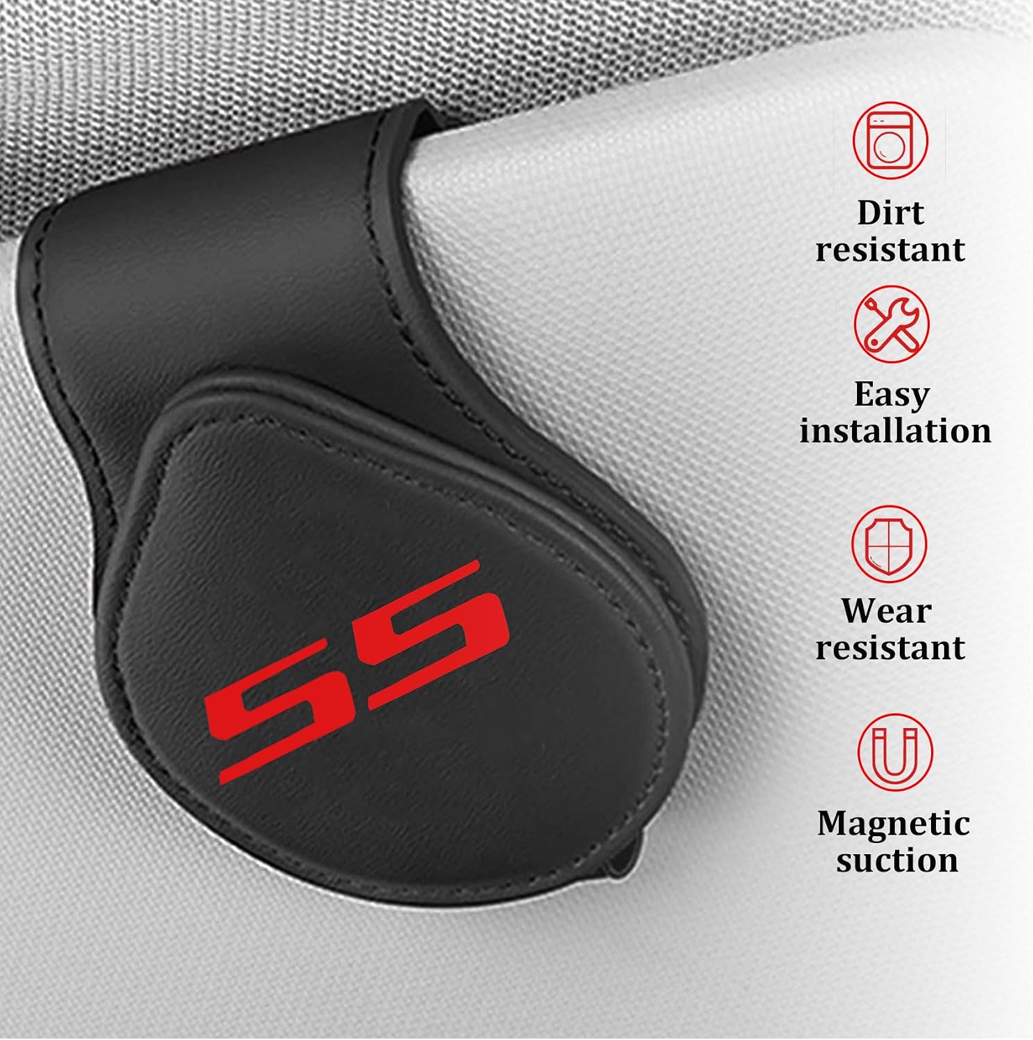 Sunglasses Holder for Car Visor Compatible with Camaro SS Car Accessories Magnetic Leather Glasses Eyeglass Clip Car Visor Accessories