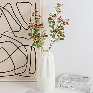 Vase Blanc Scandinave en Plastique - Vase Moderne aux Graminées, Design Élégant, Déco d'Intérieur Contemporaine pour Salon, Chambre, Bureau, Salle à Manger, Cuisine, Balcon ou Mariage