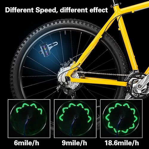 Miniatura 5 de Luces de rueda de bicicleta, luz LED impermeable para radios de bicicleta, luces de neumáticos de seguridad brillantes con encendidoapagado