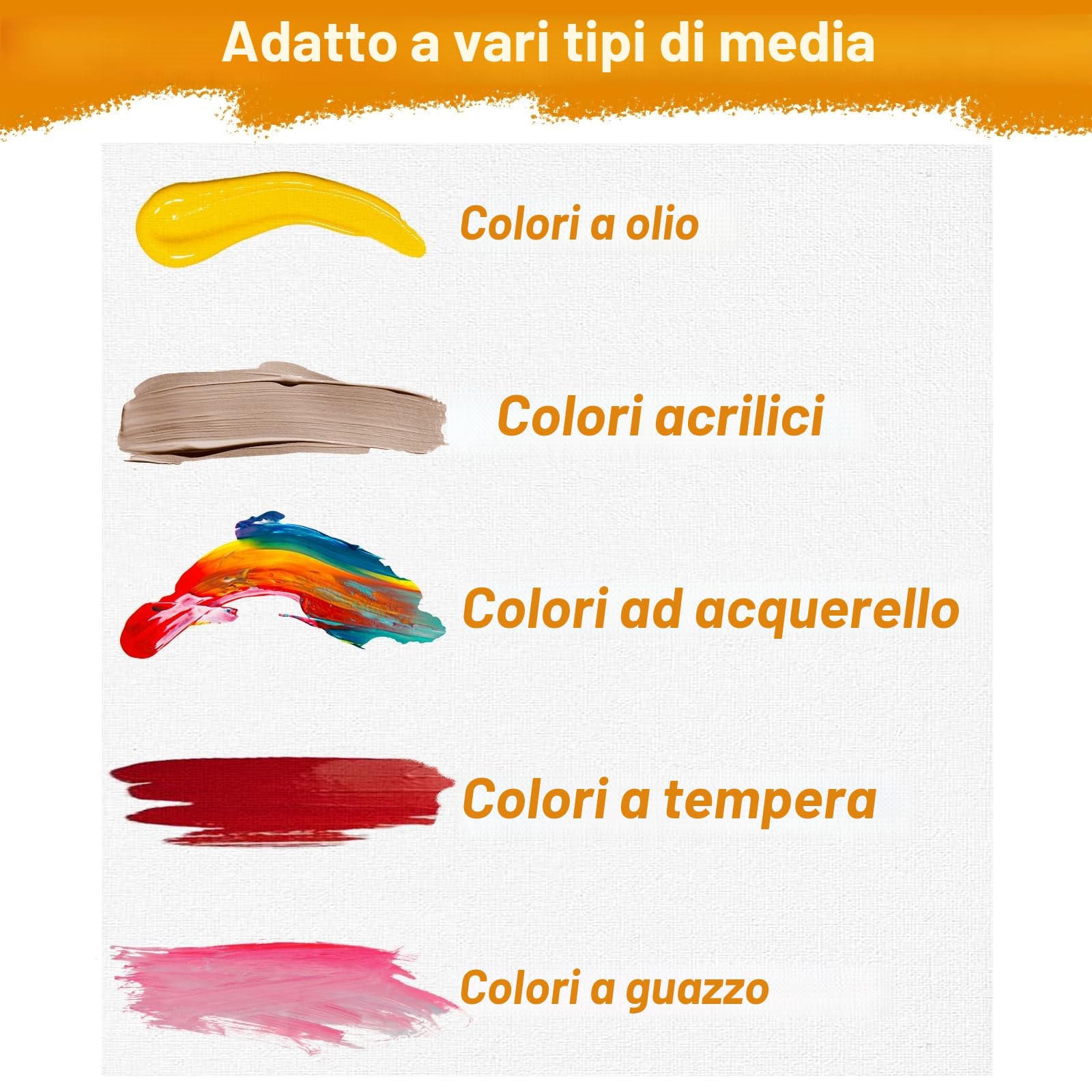 Set di 5 tele per dipingere 30x40 cm cartone spesso 3mm per artisti