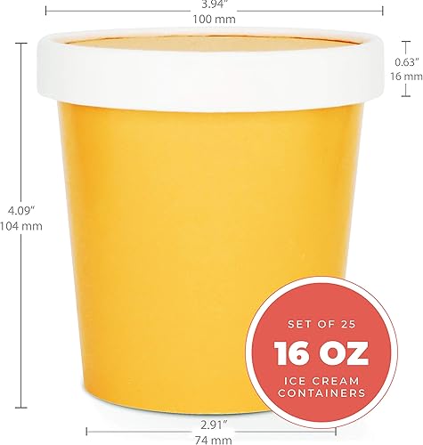 Miniatura 2 de Recipientes para helados con tapas, contenedor desechable de 16 onzas para helado casero. Tina de papel apta para congeladores con tapa para postres