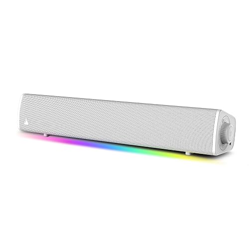 Creative Sound Blaster GS3 Compact RGB Gaming Soundbar, Superwide, White