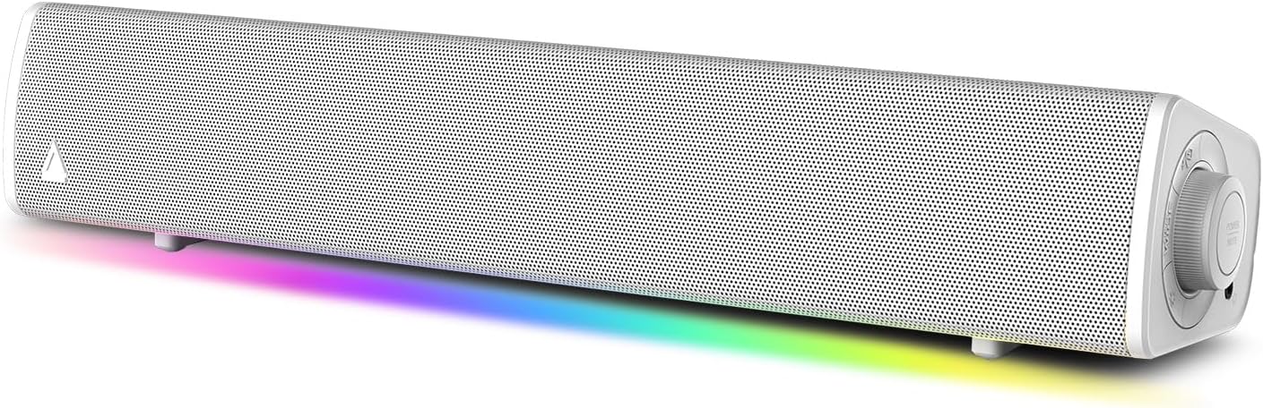 Sound Blaster GS3 Compact RGB Gaming Soundbar, Superwide, White | RGB Gaming Soundbar, Bluetooth, USB-C, Under Monitor, PC, Console, Compact Design, White