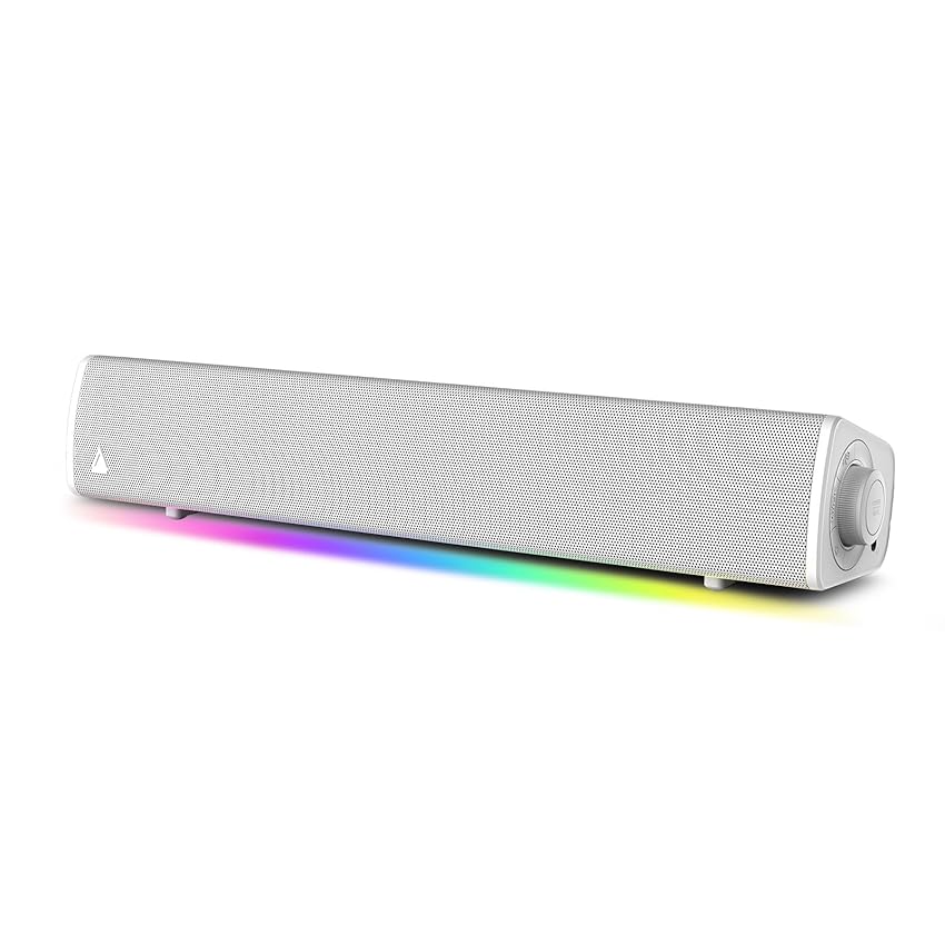 CREATIVE Soundbar compatta da gaming Sound Blaster GS3 (Bianca) con RGB e tecnologia SuperWide, alimentata tramite USB, Bluetooth 5.4, porta di uscita cuffie