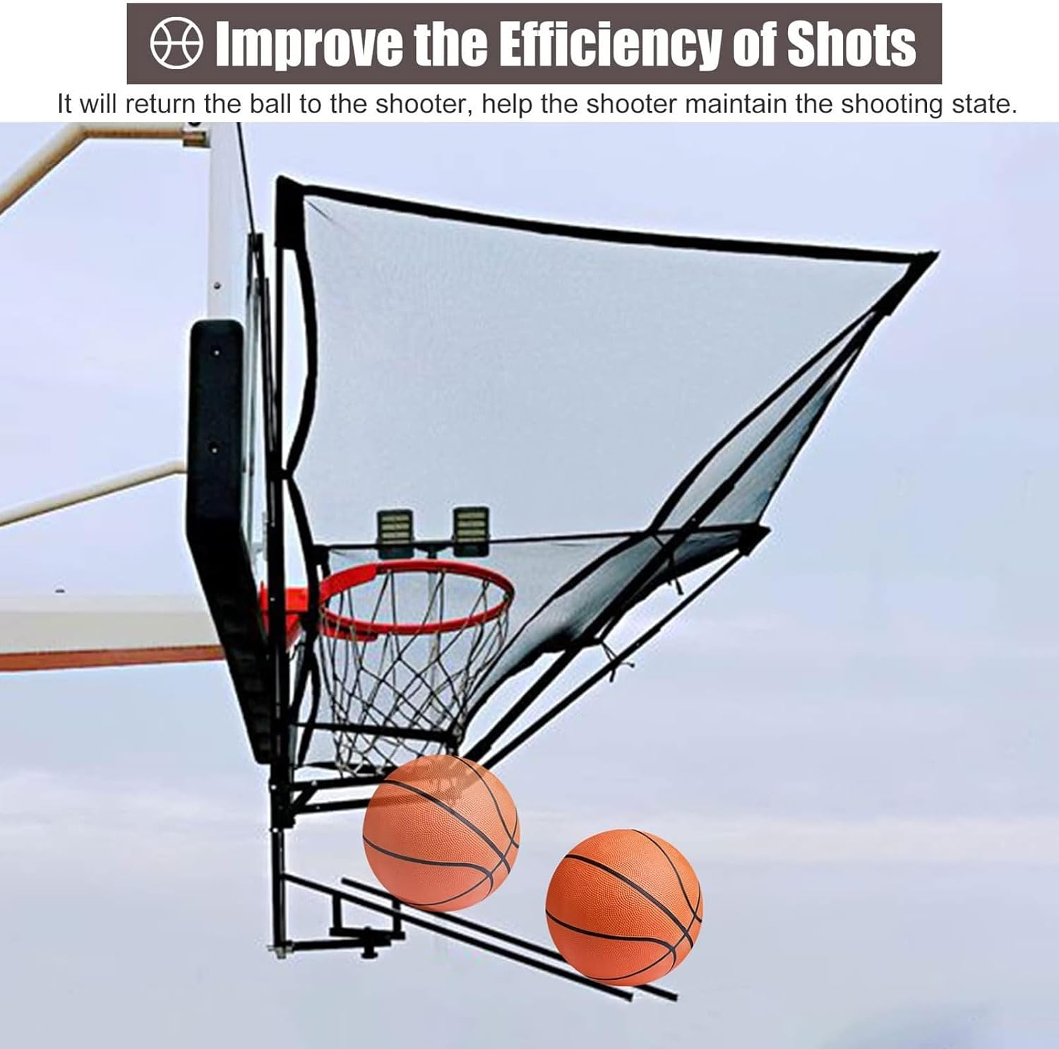 Portable Basketball Shot Rebounder,Basketball Shooting Rebounder for Hoop,180° Rotating Chute Shot Rebounder with Bag,Basketball Return Net Attachment,Exercise Equipment