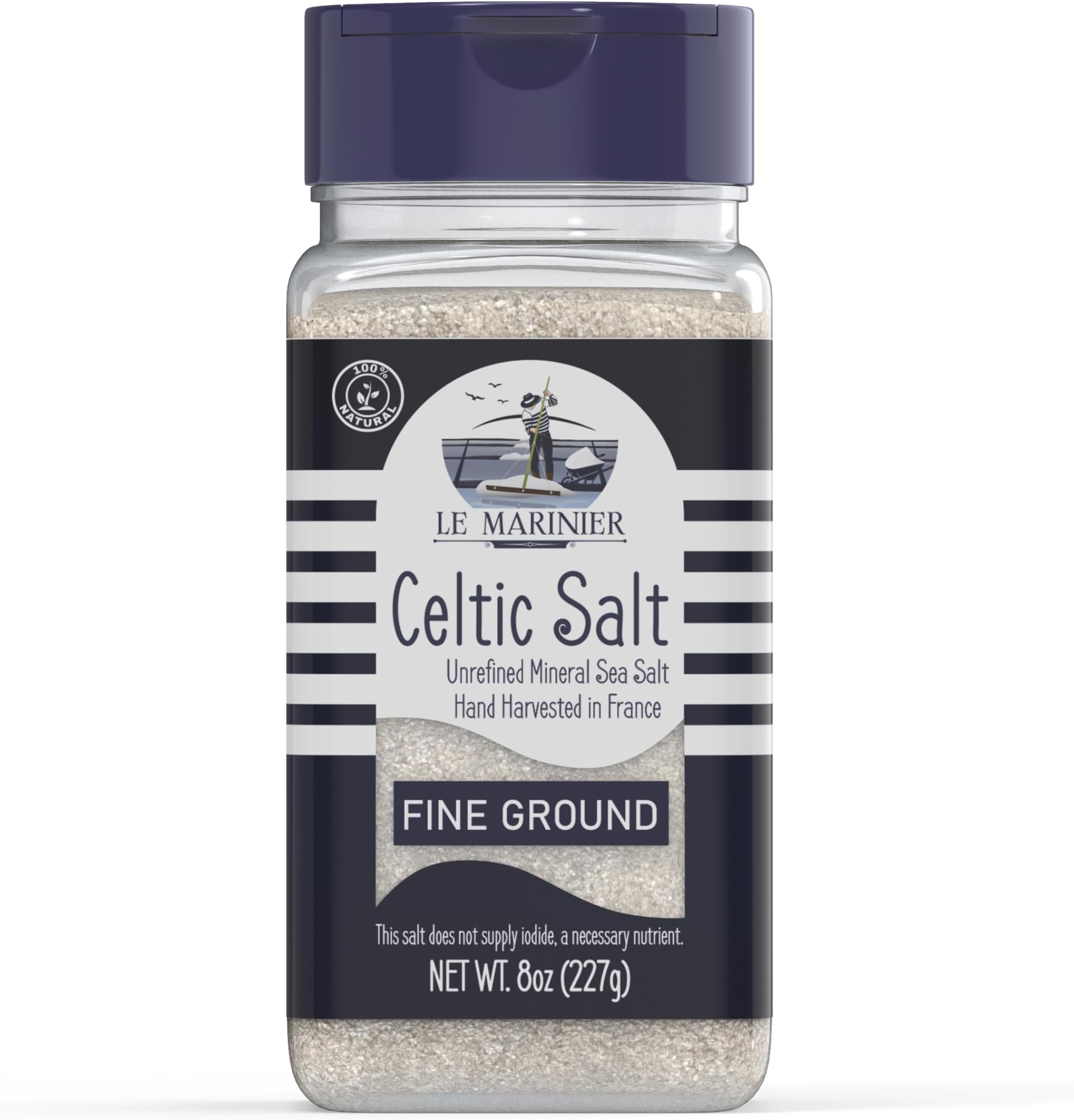 Le Marinier Celtic Salt Organic Fine Ground, 8oz. Mineral Rich 100% Natural a...