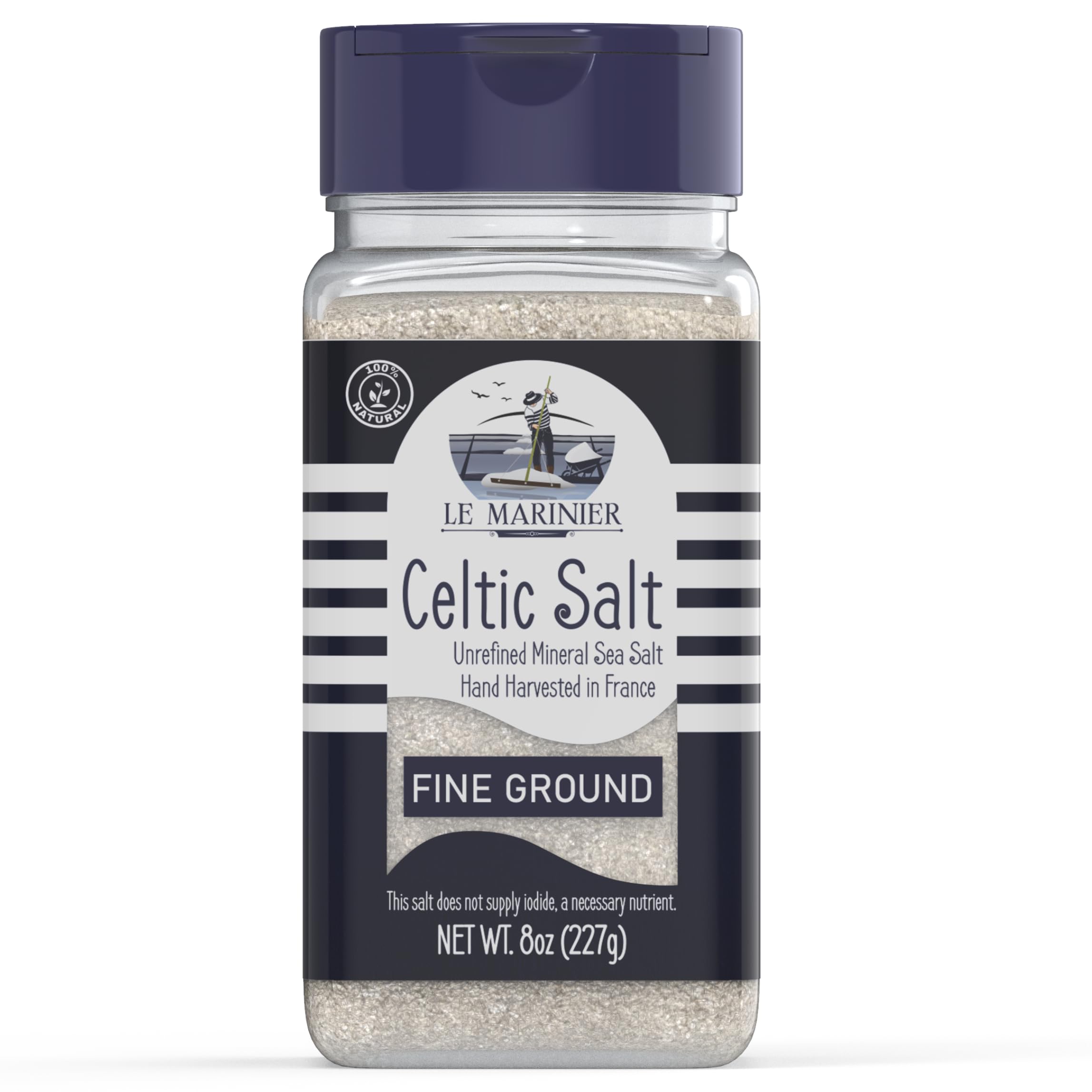 Celtic Salt Organic Fine Ground, 8oz. Mineral Rich 100% Natural and Unrefined. Refillable Salt Shaker. French Sea Salt with Vital Minerals. Hand Harvested (8oz Fine Ground)
