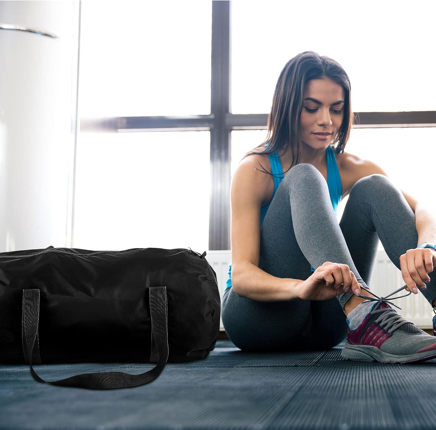 Silkfly 10 Pcs Duffle Bag Large Foldable Gym Bag Travel Duffel Bags Waterproof Lightweight Sports Duffel Bags for Men Women Workout (19.69 x 11.81 x 9.84 Inches)
