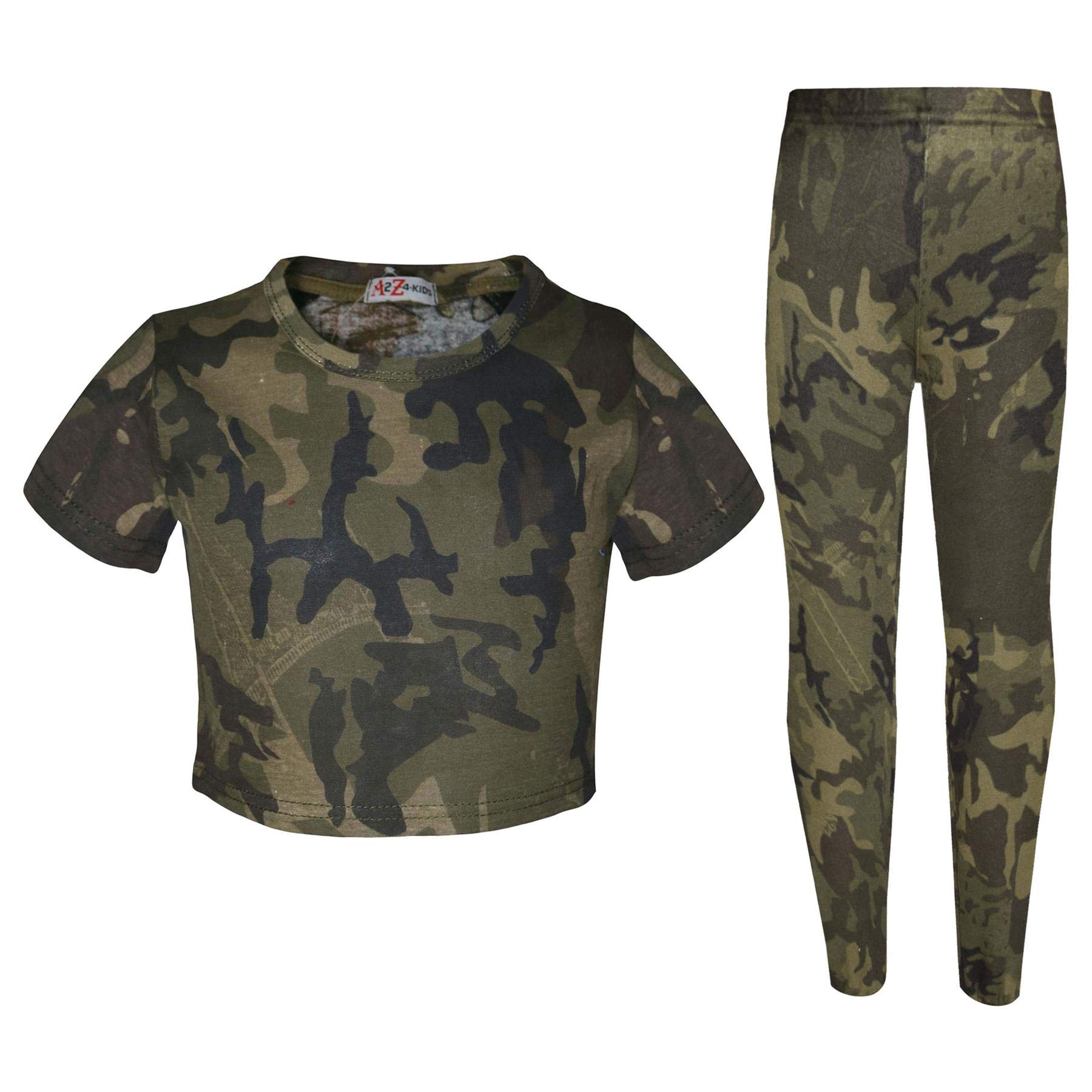 A2Z 4 Kids Girls - A2Z Camo Crop & Legg Green 13