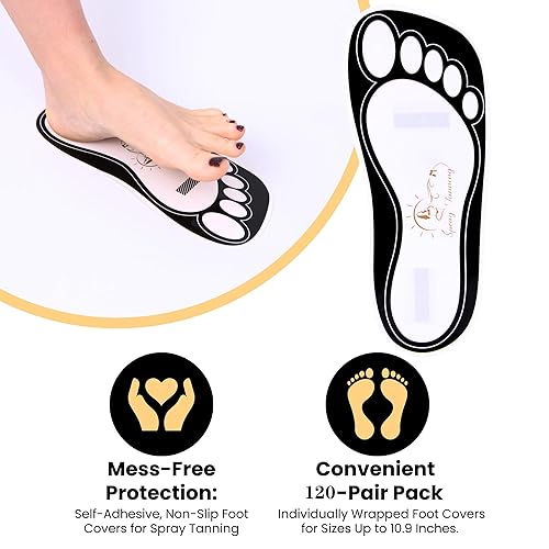 Miniatura 3 de 120 pares (240 pies) desechables negros bronceadores almohadillas para pies sin sol, aerosol, tienda de campaña para proteger los pies en forma de