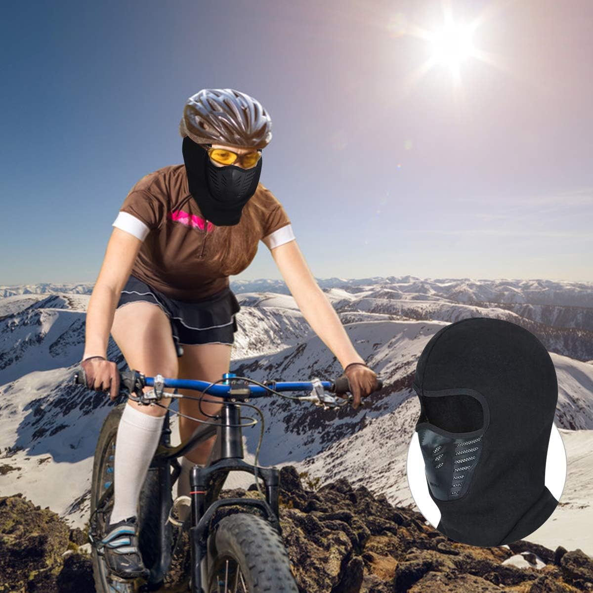 MASO Balaclava Face Mask-Winter Ski Mask Outdoor Riding Motorcycle Mask Ultimate Thermal Retention & Moisture Wicking Performance Soft Fleece Construction Black