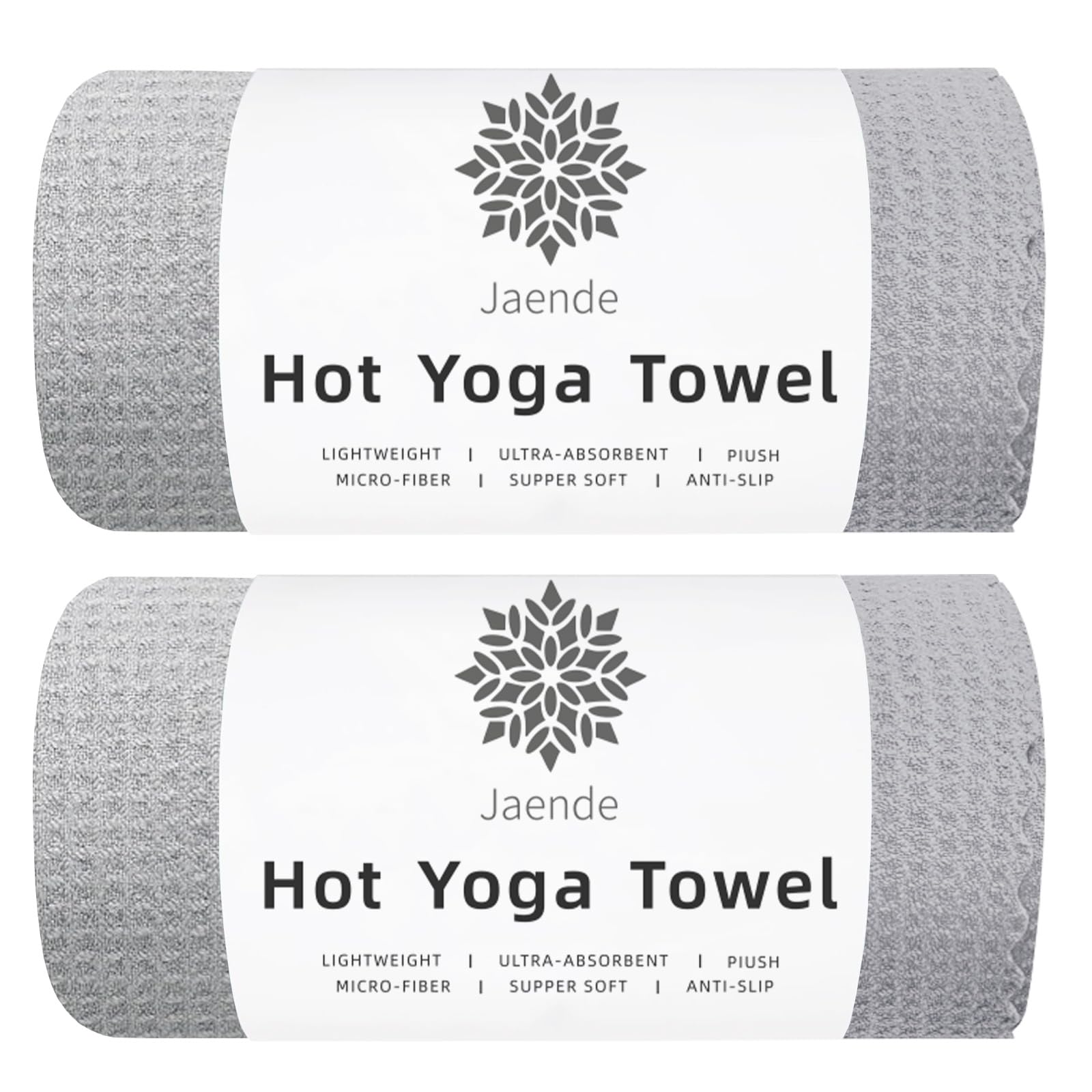 Jaende 2 Pack Multi-Functional Towels, Portable Foldable Hot Yoga Towels, Lint Free Long Bath Towels, Pilates, Bikram, Yoga Gear——Microfiber, Super Absorbent, Anti-Slip, Injury Free?Gray?